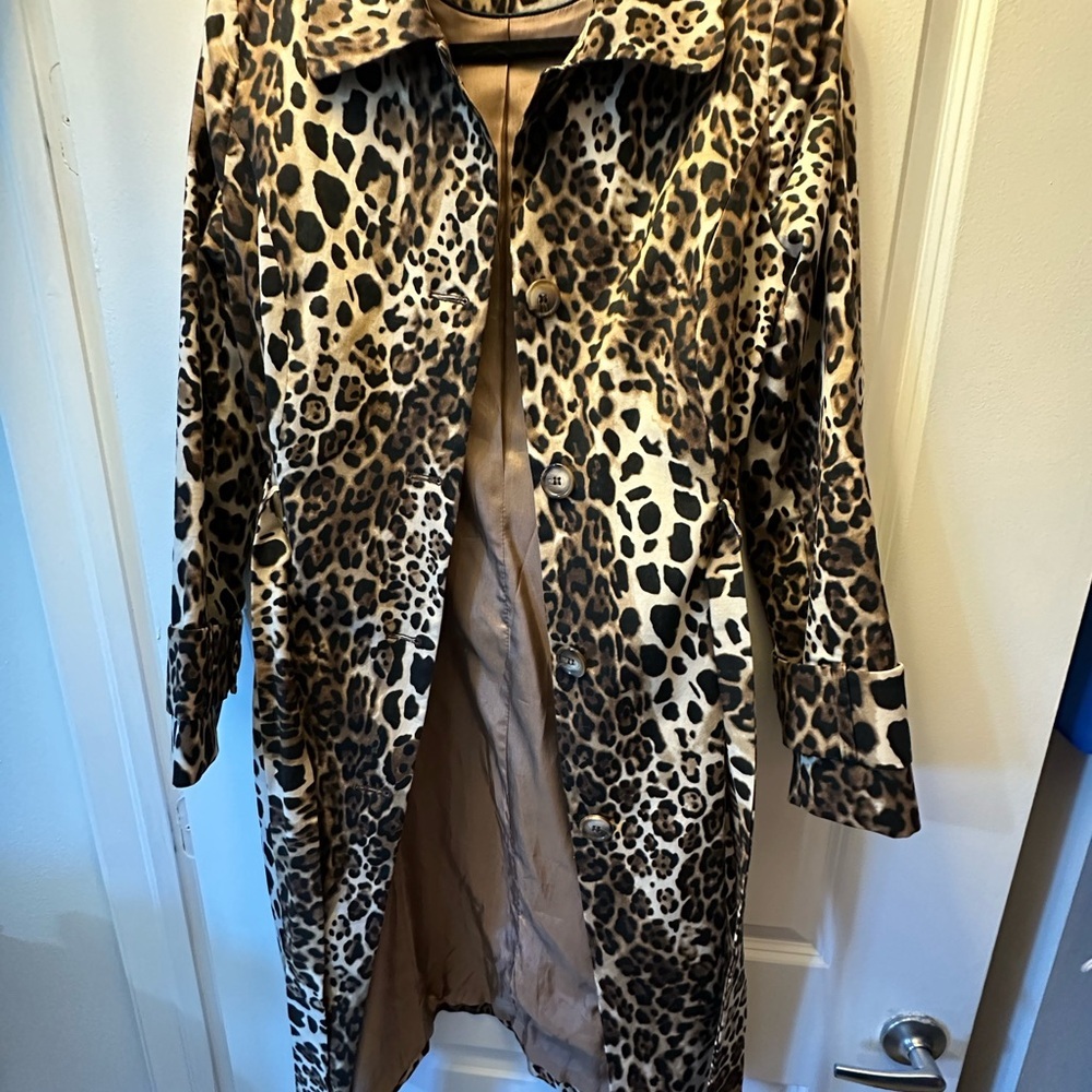 Helene Berman Leopard Print Trench Coat
